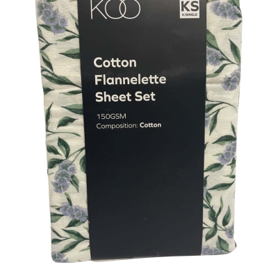 KOO - King Single Cotton Flannelette Sheet Set
