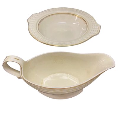 Adam’s Royal Ivory Titan Ware Serving Bowl and Matching Gravy Boat