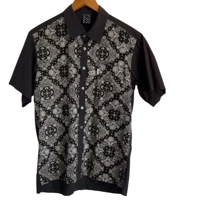 Urbanstoff Charcoal & White Patterned Short Sleeve Shirt