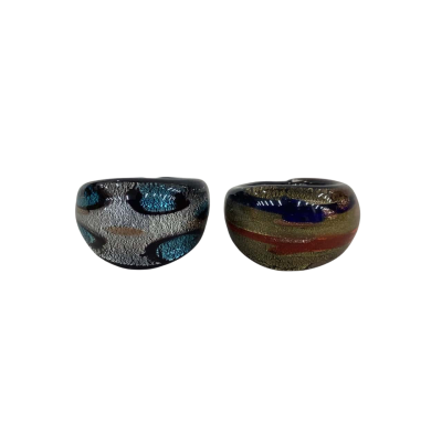 Lot of 2x Womens Ring Multicoloured Art Glass 