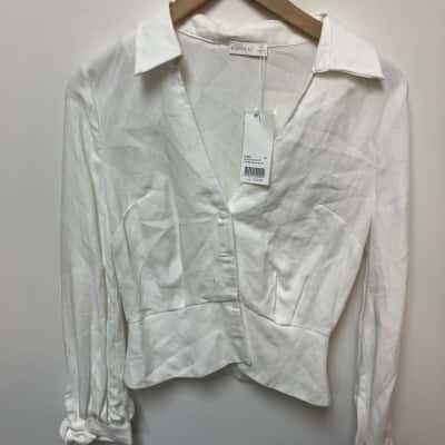 Kookai Womens  Size 34 Long Sleeve Top White 