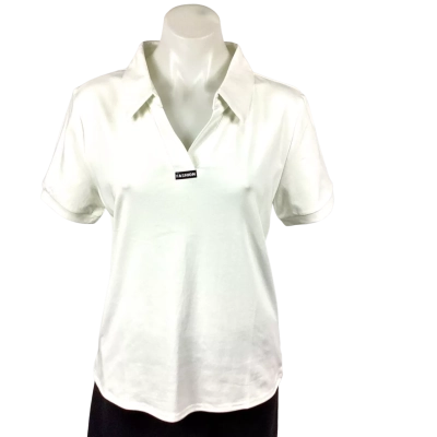  Womens  Size L Polo Shirt White 