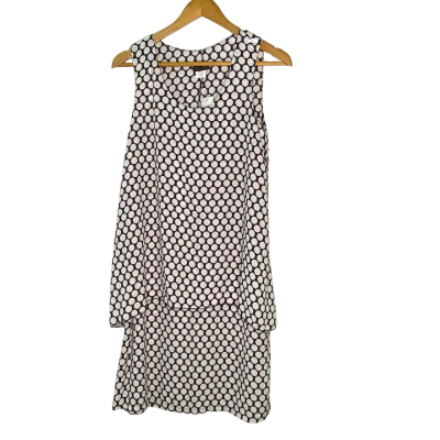  Womens  Size 10 Midi Dress Black  / Polka Dot / White 