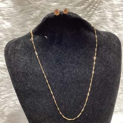 Lovisa Womens Gold Tone Necklace & Amber coloured Studs