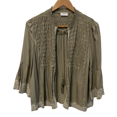 Sussan Womens  Size 8 3/4 Sleeve Top/Tie Up Top Olive 