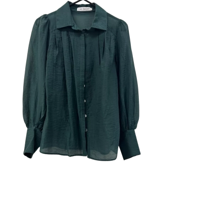 THE FATED DARK GREEN SHEER SHIRT. SIZE 6