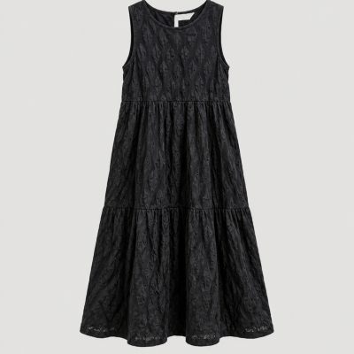 Gorman Black Textured Organic Cotton Tiered Dress – Size 12