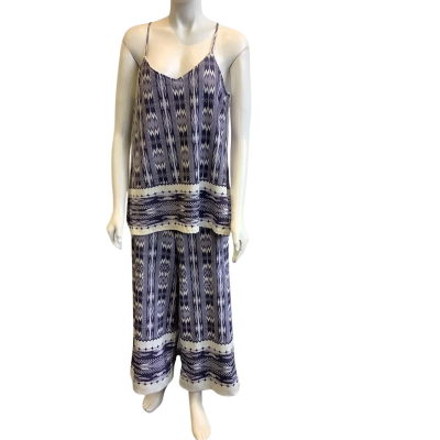 BNWT Maurie & Eve Women's Size 10 Gia Jumpsuit Blue & White Pattern 