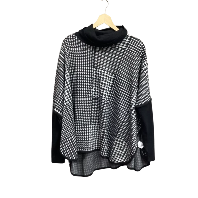 Liz Jordan Womens Black and White Poncho Size L