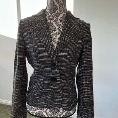  Womens  Size 10 Blazer Black  / Pinstriped / White 