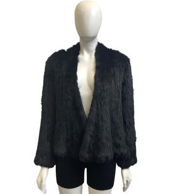 Bubishluxe Womens  Size XS Rabbit Fur Cardigan Black  