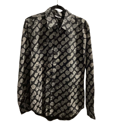  BNWT Von Zipper Mens  Size M Long Sleeve Shirt Black  / Pattern / White
