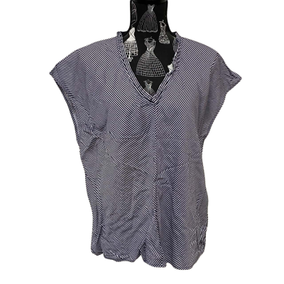 Sportscraft Womens  Size 14 Short Sleeve Top Navy Blue / White Stripes BNWT