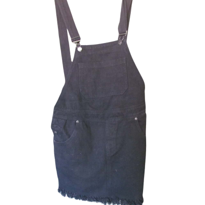 Boohoo Black Denim Pinafore Dress Size 12