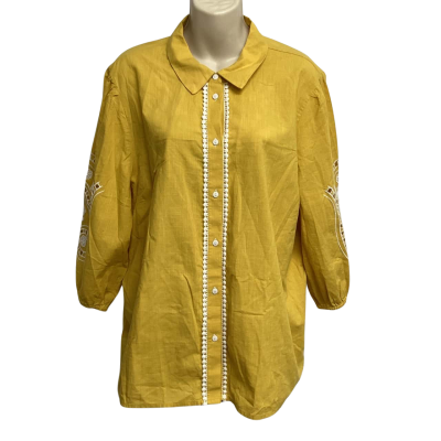 Vero Moda Curve Womens  Size M Mustard Cotton Top 