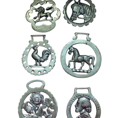 6x beautiful horse brass plaques