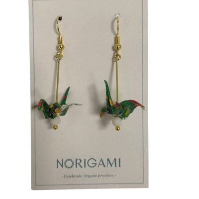 Norigami Womens Earrings Gold / Green / Multicoloured 