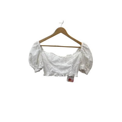 Dotti Womens  Size 6 Cropped Top White Eyelet Puff Sleeve