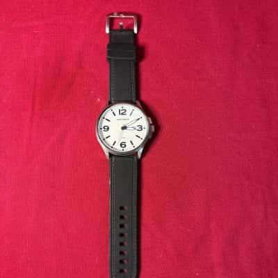 Men's Maxum Analog Watch with White Dial & Black Silicone Strap