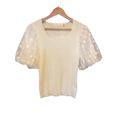 Sunny Girl Womens Ruffle Shirt Size L White 