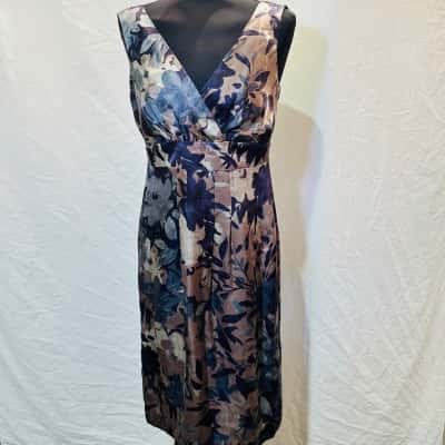 RSVP PERRI CUTTEN Size 10 Silk Midi Dress Brown 