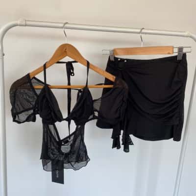 Outcast Black Samara Mini Skirt And Crop Top Size XS 