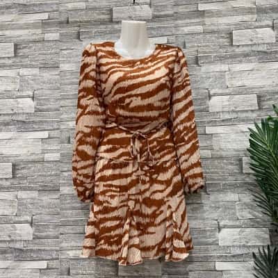 Sass Womens  Size 6 Midi Dress Beige / Brown 