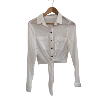 Sheike Womens  Size 8 Button Up Top / Long Sleeve Top White 