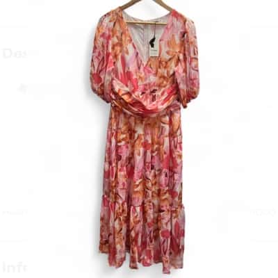St Frock Celine Midi Dress Size 12 Floral Chiffon