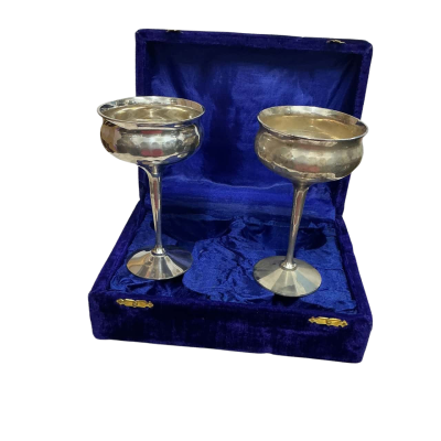 Set 2 Silver Plated Champagne Goblets