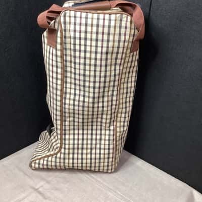Zilco Equestrian Boot Bag, Brown & Cream Plaid Vinyl 