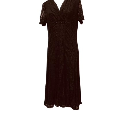  Womens Serali Mesh Rose  Size M Midi Dress Black  