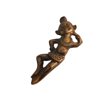 Vintage Treasure Craft Hawaii Brown Ceramic ‘Menehune’ Folklore Figure Approx 12 x 6cm