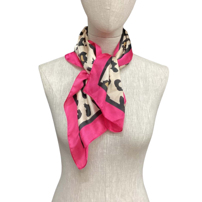 Gregory Ladner Silk Blend Neck Scarf Beige / Black  / Pink  