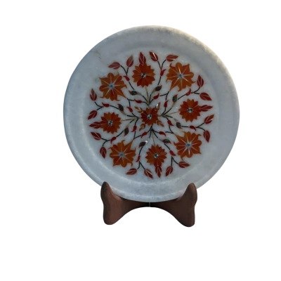 Marble inlay 6inch plate & stand