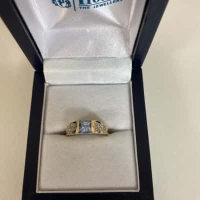 Stamped 375 Prouds Topaz Ring