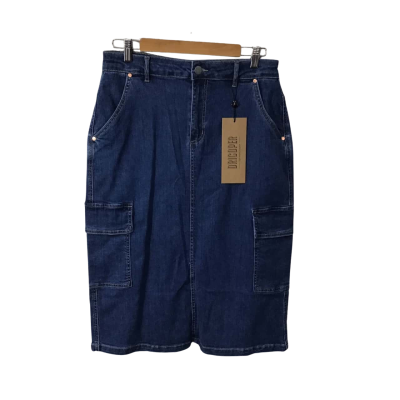 DRICOPER DENIM Womens Size 12 / 30 Blue Denim Cargo Midi Skirt (new)