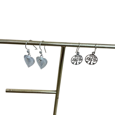  Womens  2 Pairs of 925 Silver Earrings 