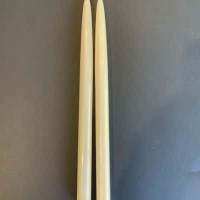 Pair 12" Vintage White Pearlised Lucite Taper Candles