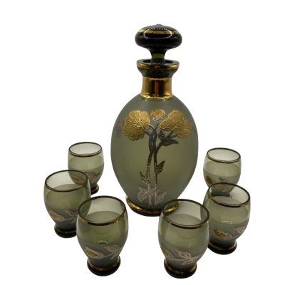 Bohemia Glass small decanter and matching 6 x shot glasses