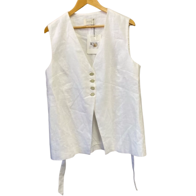 Dissh Womens  Size 12 Linen Vest White RRP $149.99