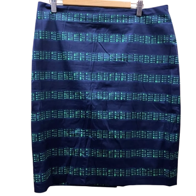 Sportscraft Navy Blue/Green Stripe Pattern Pencil Skirt Size 14