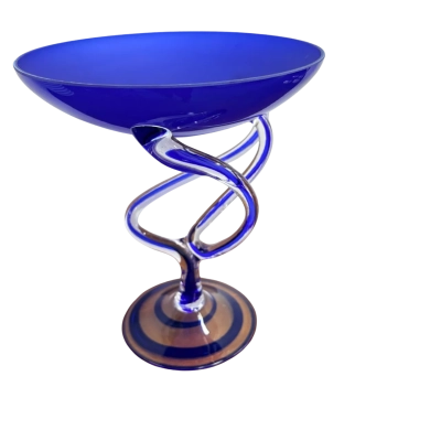 Jozephina Krosno Blue Jellyfish Octopus Glass Bowl