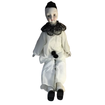 Vintage Porcelain Pierrot Clown Doll 