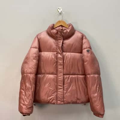 Guess Womens  Size XL Puffer Jacket Dusty Pink  