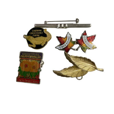 Lot Of 5 Random Unisex Brooches Gold / Multicoloured 