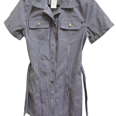 Dotti Womens  Size 8 Short Sleeve Dress  Navy Blue / White 