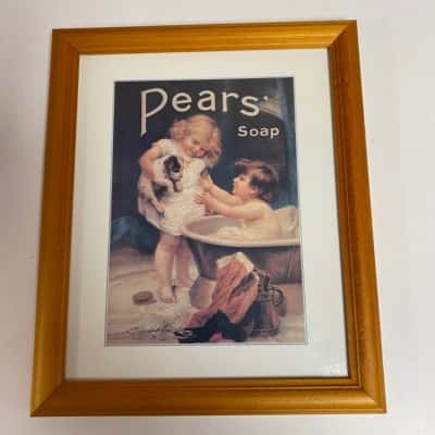 Vintage Pears Soap Picture Timber frame 23cm x 28cm