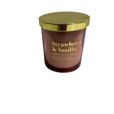 New Strawberry & Vanilla Fragrant Candle with Gold Lid #111044