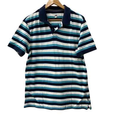 Jag Mens  Size L Poli Shirt. Blue / Navy Blue / Striped / White 
